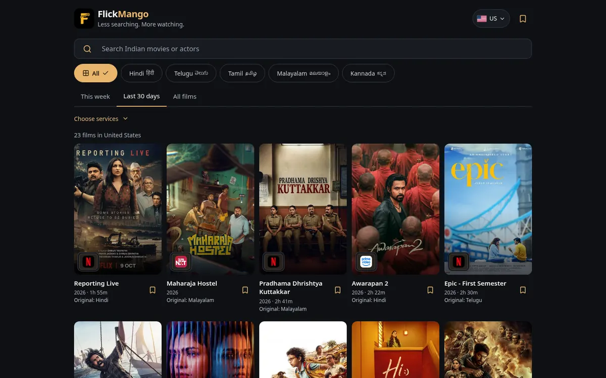 Screenshot of FlickMango
