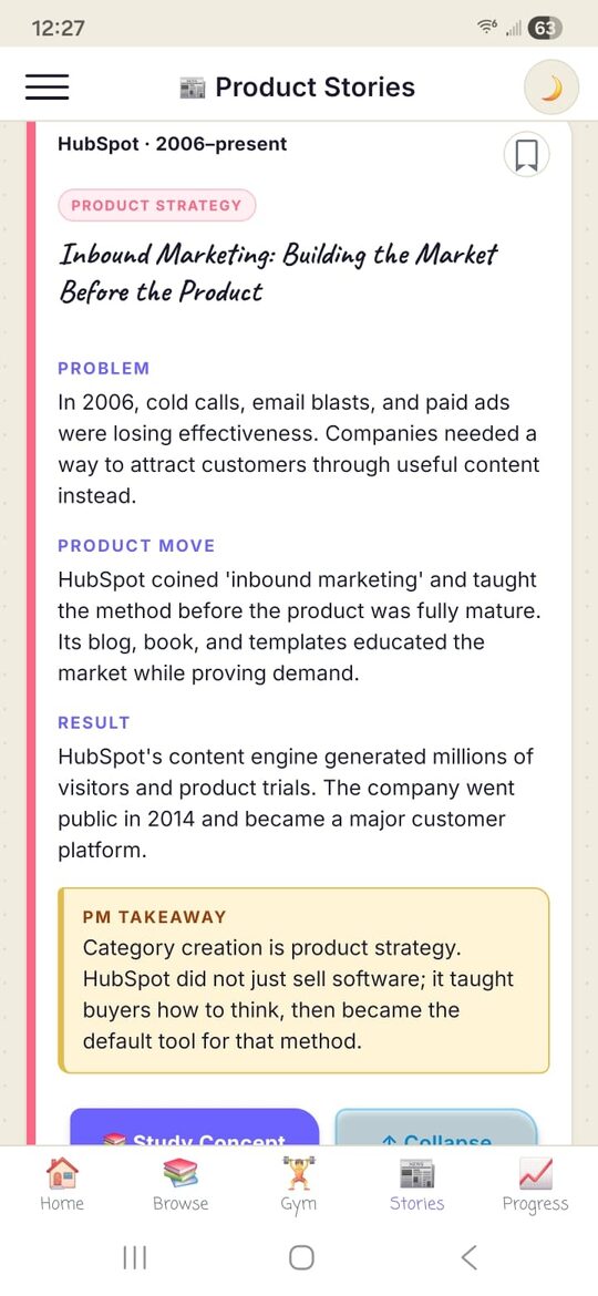 Product Stories — detail view of a single story
